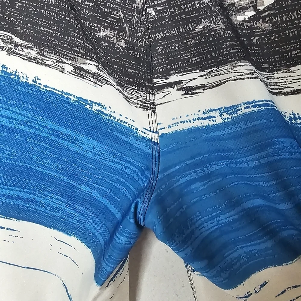 Burnside Mens Blue‎ Tropical Palm Tree Board Shorts Swim Trunks Size 34